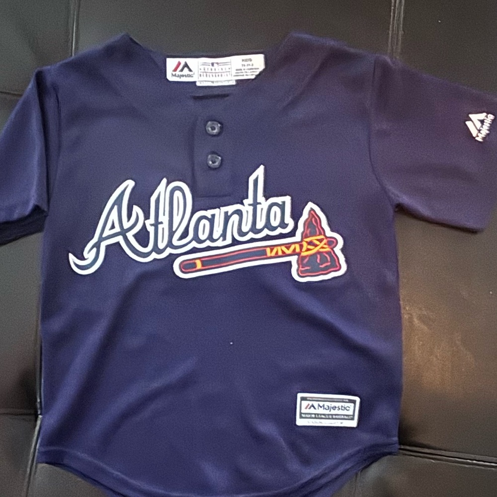 Majestic Dark Blue Atlanta Kids Jersey